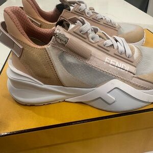 Fendi Women's Pink and White Sneakers
